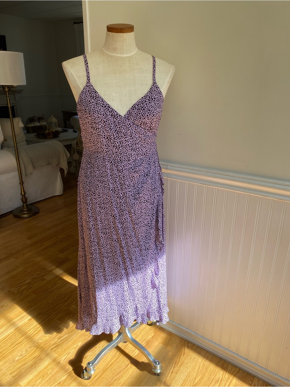 easel Lavender Spotted Midi Slip Dress